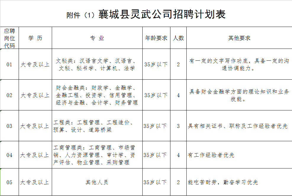 2020河南许昌襄城县灵武城市开发建设有限公司招聘公告(15人)